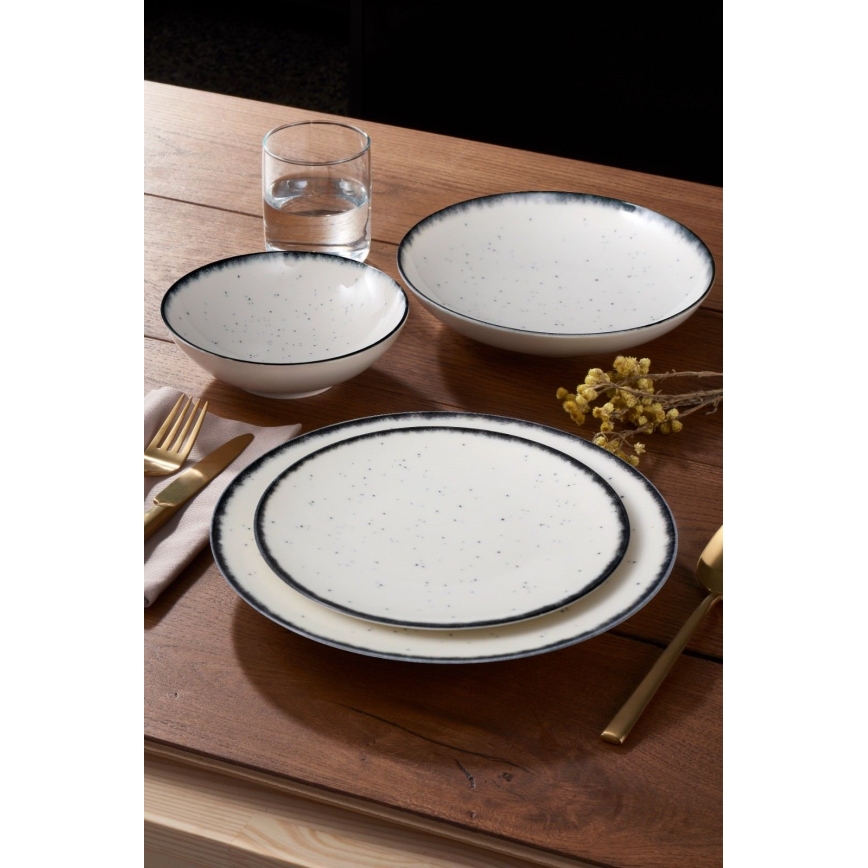 24-dijelni set za jelo, bijeli/crni, porculan