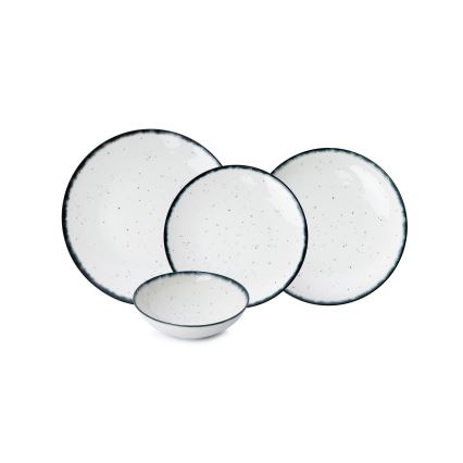 24-dijelni set za jelo, bijeli/crni, porculan