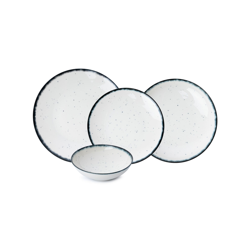 24-dijelni set za jelo, bijeli/crni, porculan