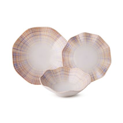 24-dijelni set za jelo, narančasta/plava, porculan