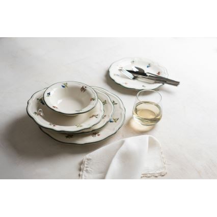 24-dijelni set za jelo od porculana, bijela/zelena