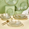 24-dijelni set za jelo, prozirno/zlatno/staklo