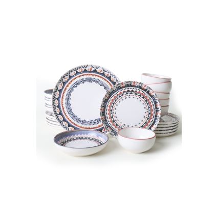 24-dijelni set za jelo – šaren, od kamenine