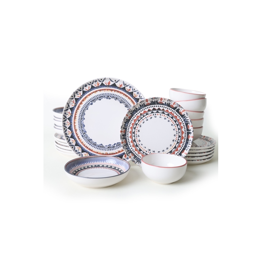 24-dijelni set za jelo – šaren, od kamenine
