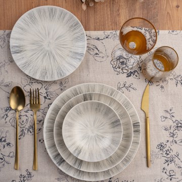 24-dijelni set za jelo, siva/porculan