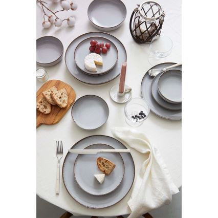 24-dijelni set za jelo, sivi/porculan