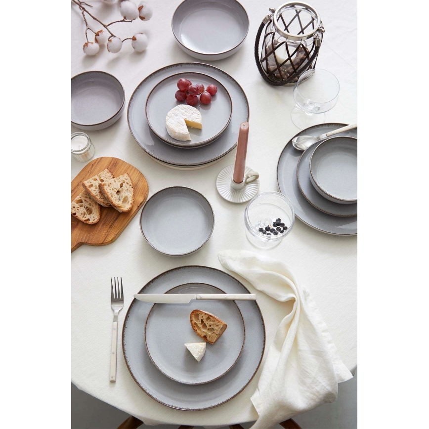 24-dijelni set za jelo, sivi/porculan