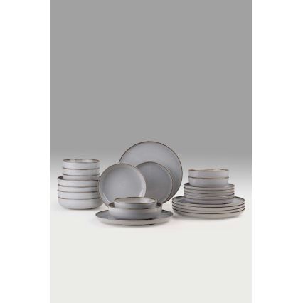 24-dijelni set za jelo, sivi/porculan