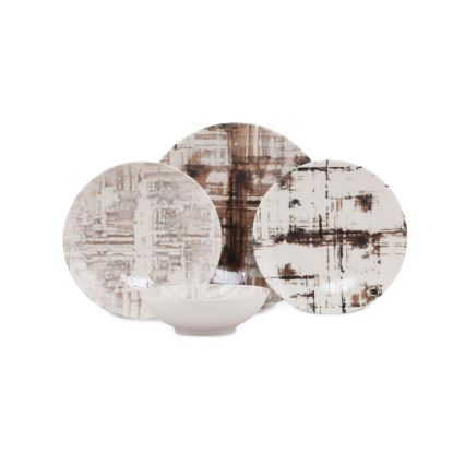 24-dijelni set za jelo, smeđe/bijele boje, od porculana