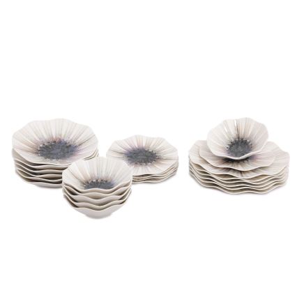 24-dijelni set za jelo, smeđi porculan