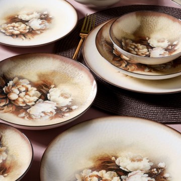 26-dijelni set za jelo bež/smeđa/bijela/porculan