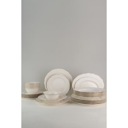 26-dijelni set za jelo, bijela/srebrna/boja slonovače, porculan