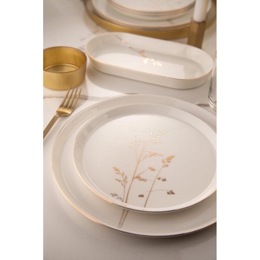 27-dijelni porculanski set za jelo — bijeli sa zlatnim detaljima