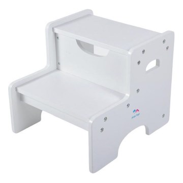 2Kids Toys - Bijela drvena stoličica s ugrađenim stepenicama