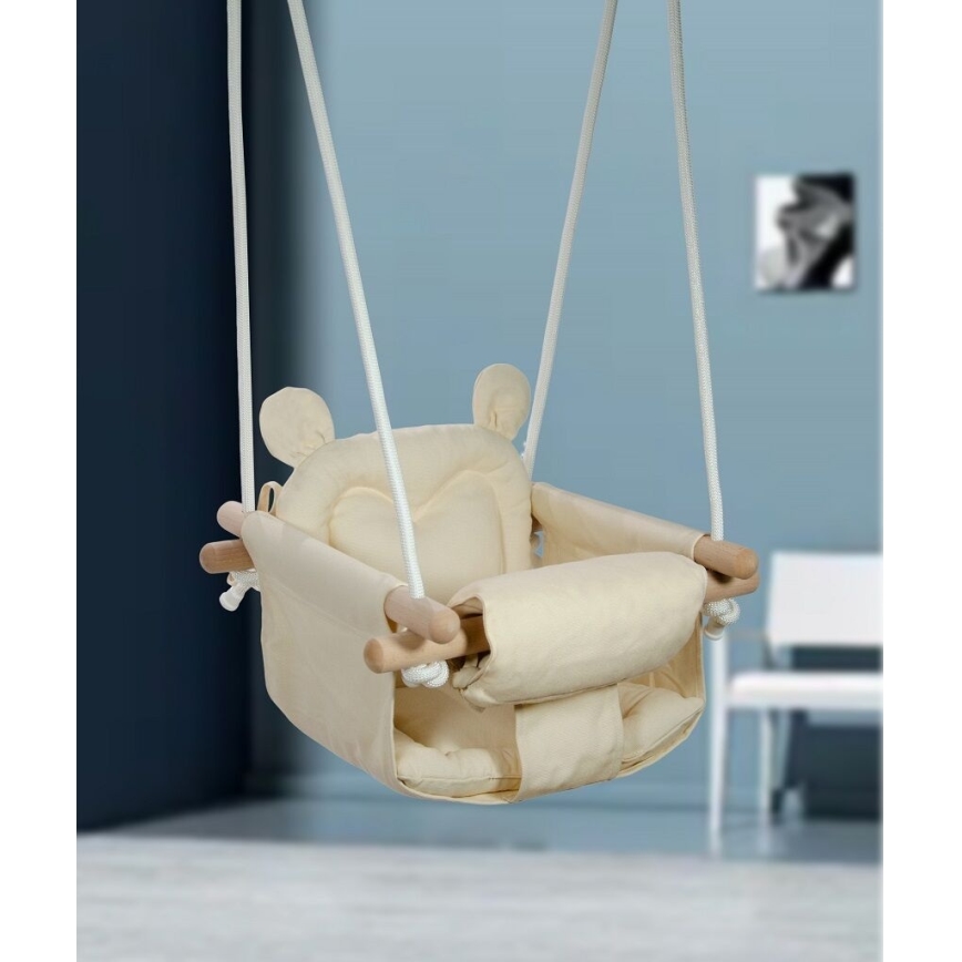 2Kids Toys - Dječja tekstilna ljuljačka krem/bukva