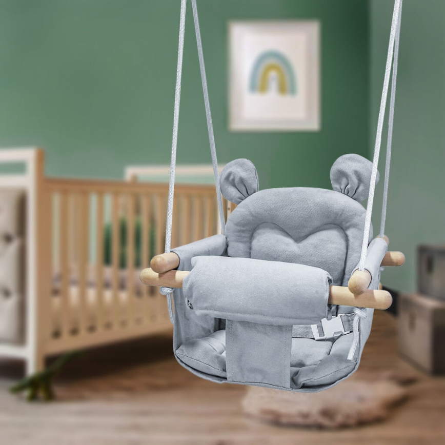 2Kids Toys - Dječja tekstilna ljuljačka siva/bukva