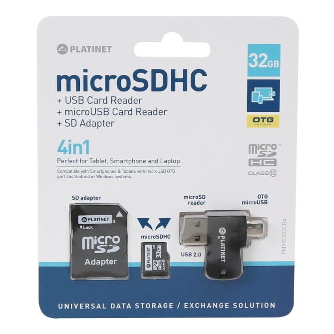 4u1 MicroSDHC 32GB + SD adapter + MicroSD čitač + OTG adapter