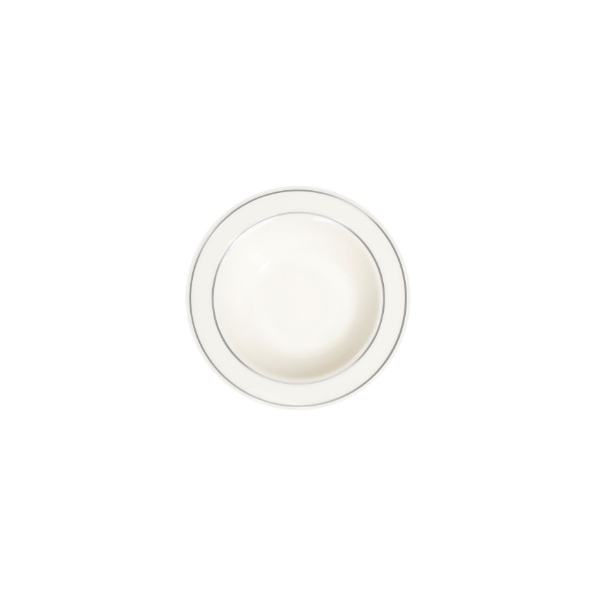 53-dijelni set za jelo — kremasta boja, srebrni detalji, porculan