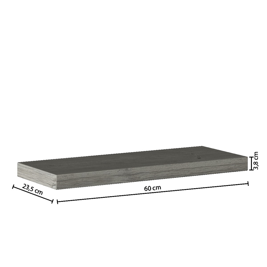 5five - Zidna polica HYLE 60x24 cm, sivi hrast