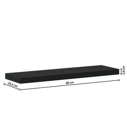 5five - Zidna polica HYLE 80x24 cm crna
