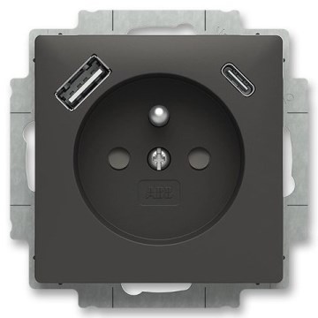 ABB 5569T-A32357 237 - Kućna utičnica bez okvira ZONI 250V 1xUSB A+C mat crne boje