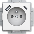 ABB 5569T-A32357 240 -Kućna utičnica bez okvira ZONI 250V 1xUSB A+C matna bijela