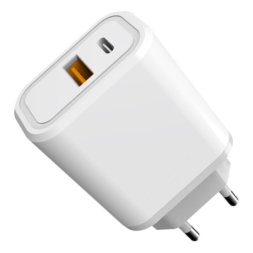Adapter za brzo punjenje Power Delivery 30W USB-C + USB-A bijela