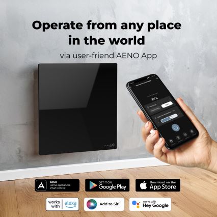 AENO - Pametan električni infracrveni panel 500W s tajmerom/termostatom, Wi-Fi, bijeli