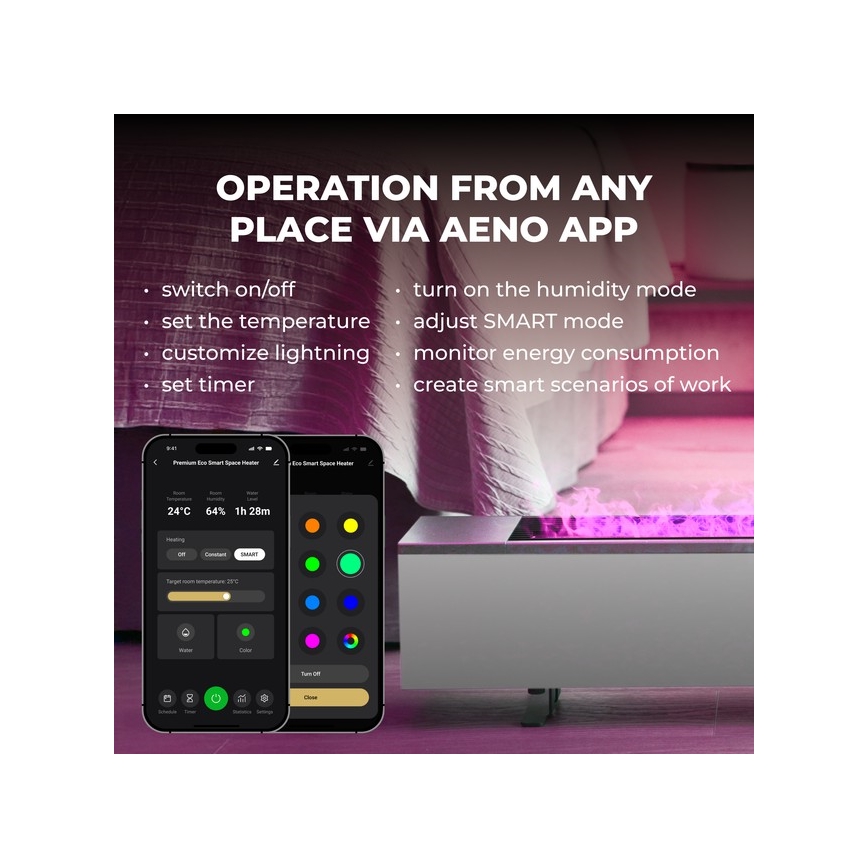 AENO - Pametni električni grijač/konvektor 1000/2000W bijela