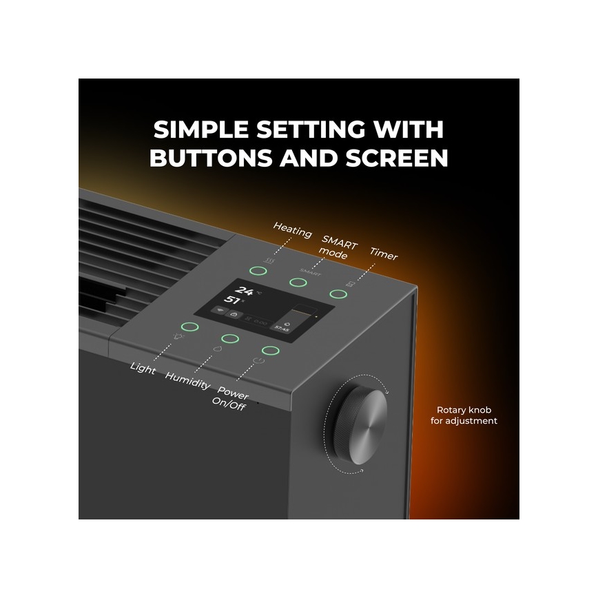 AENO - Pametni električni grijač/konvektor 1000/2000W crni