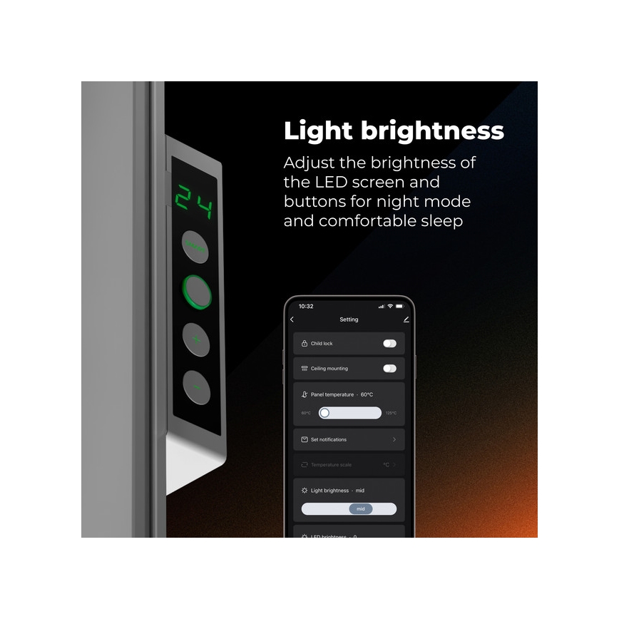 AENO - Pametni električni infracrveni panel 500W s tajmerom i termostatom, Wi-Fi, bijela