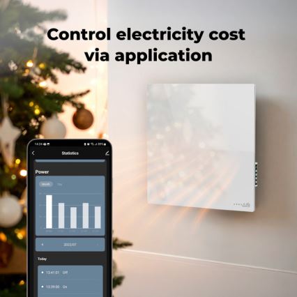 AENO - Pametni električni infracrveni panel 500W s tajmerom i termostatom, Wi-Fi, bijela