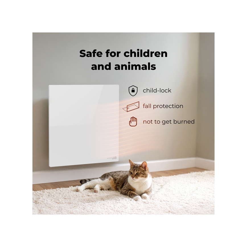 AENO - Pametni električni infracrveni panel 500W s tajmerom i termostatom, Wi-Fi, bijela