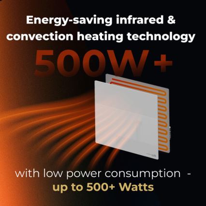 AENO - Pametni električni infracrveni panel 500W s tajmerom i termostatom, Wi‑Fi, bijeli