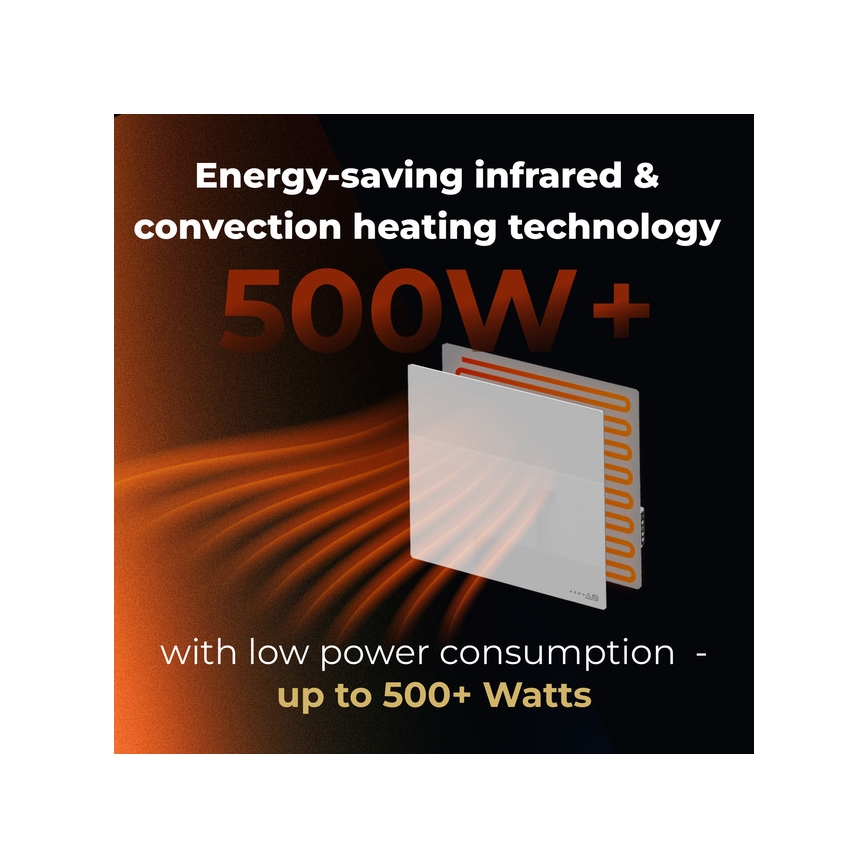 AENO - Pametni električni infracrveni panel 500W s tajmerom i termostatom, Wi‑Fi, bijeli