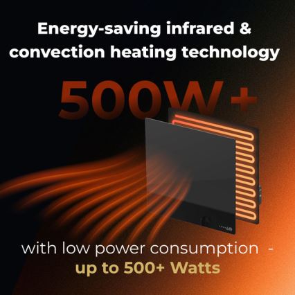 AENO - Pametni električni infracrveni panel 500W tajmer/termostat Wi-Fi crni
