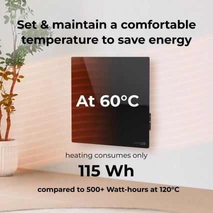 AENO - Pametni električni infracrveni panel 500W tajmer/termostat Wi-Fi crni