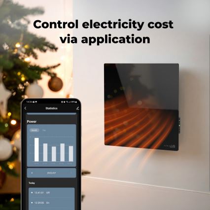 AENO - Pametni električni infracrveni panel 500W tajmer/termostat Wi-Fi crni