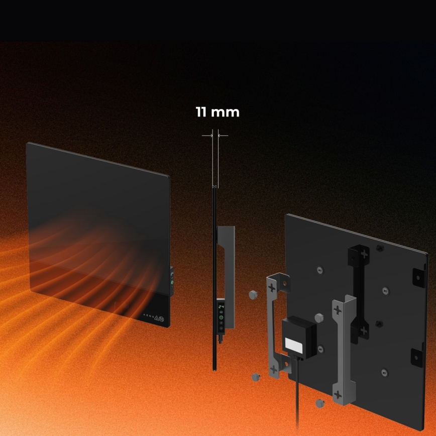 AENO - Pametni električni infracrveni panel 500W tajmer/termostat Wi-Fi crni
