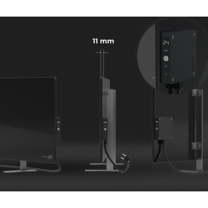 AENO - Pametni električni infracrveni panel s LED zaslonom 700W timer/termostat IP44 Wi-fi crna