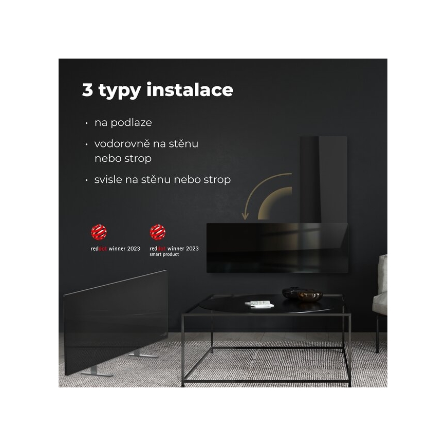 AENO - Pametni električni infracrveni panel 700W timer/termostat IP44 Wi-fi crna