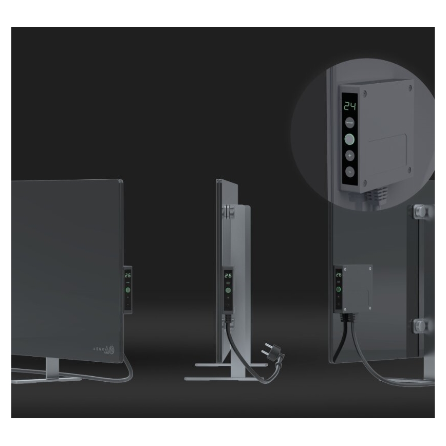 AENO - Pametni električni infracrveni panel s LED zaslonom 700W timer/termostat IP44 Wi-fi siva