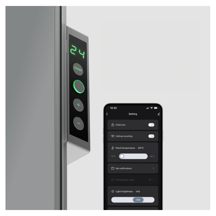 AENO - Pametni električni infracrveni panel s LED zaslonom 700W timer/termostat IP44 Wi-fi siva