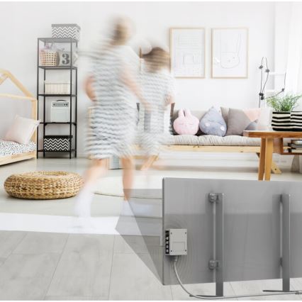 AENO - Pametni električni infracrveni panel s LED zaslonom 700W timer/termostat IP44 Wi-fi siva