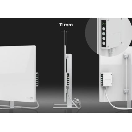 AENO - Pametni električni infracrveni panel s LED zaslonom 700W timer/termostat IP44 Wi-fi bijela