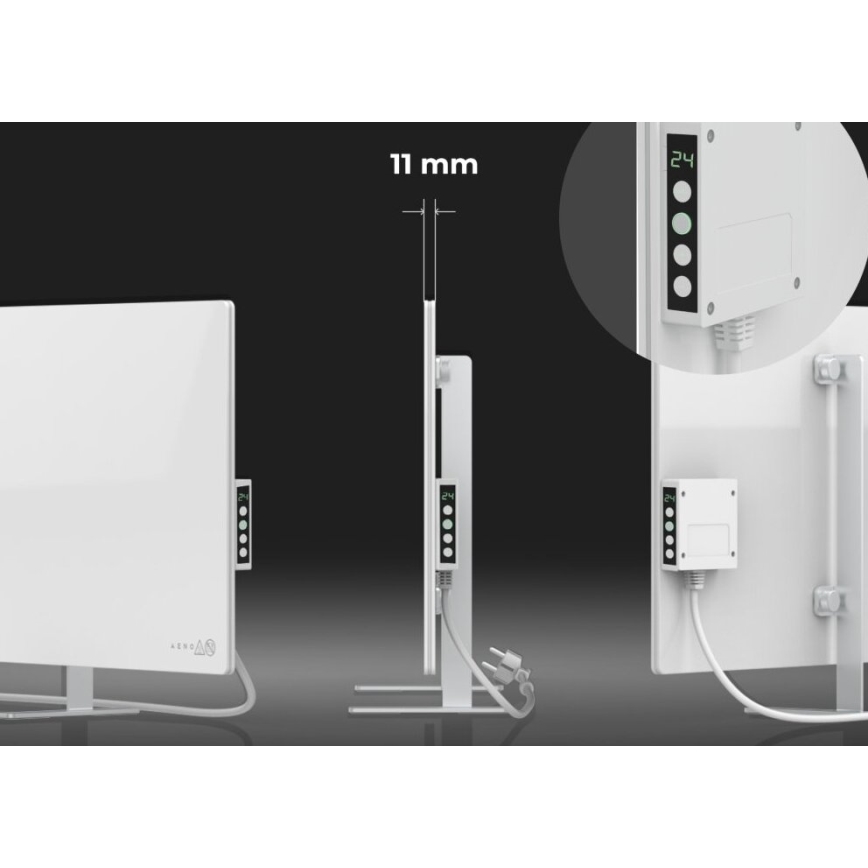 AENO - Pametni električni infracrveni panel s LED zaslonom 700W timer/termostat IP44 Wi-fi bijela