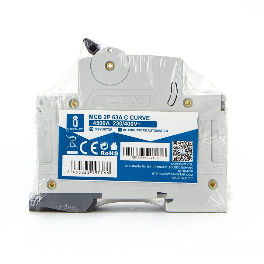 Aigostar - Automatski osigurač 2-polni 2P-50A-C 230-400V