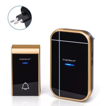 Aigostar - Bežični zvonac za utičnicu 230V/12V IP44 crni