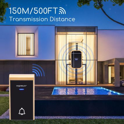 Aigostar - Bežični zvonac za utičnicu 230V/12V IP44 crni