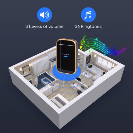 Aigostar - Bežični zvonac za utičnicu 230V/12V IP44 crni